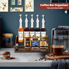 STAEVER coffee syrup rack keeps syrups organized at the coffee station.