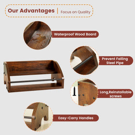 STAEVER liquor cabinet decor with sturdy wood base and metal rod.