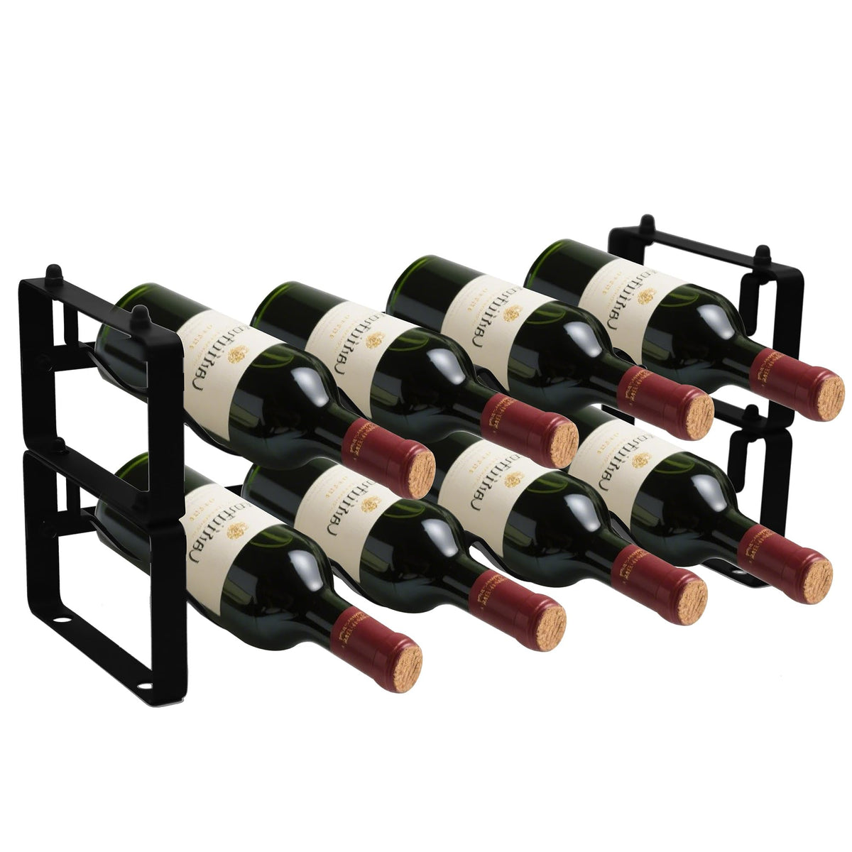 STAEVER two-tier bottle organizer showing stable storage