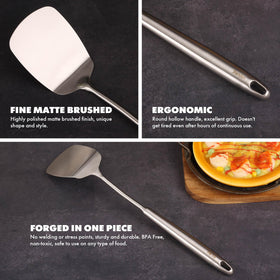 Standcn slotted spatula turner for draining and flipping
