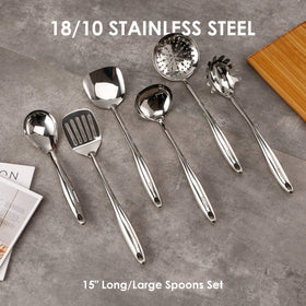 Standcn slotted serving spoon designed for draining sauces.