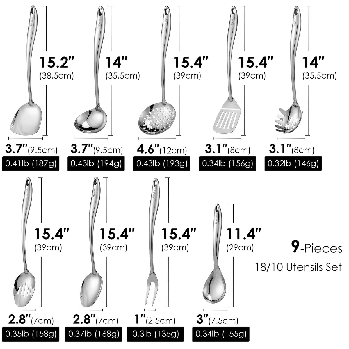 Standcn solid serving spoon for robust mixing and plating.