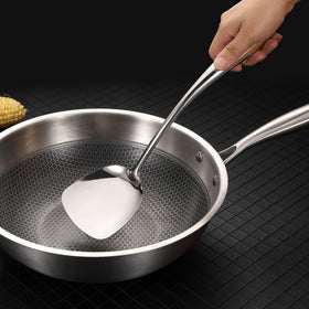 Standcn soup ladle for balanced, even soup servings.