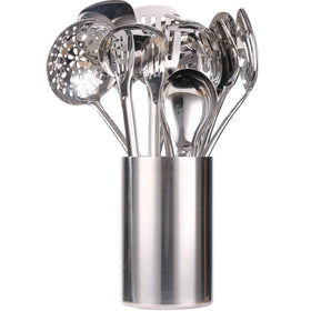 Standcn double-wall utensil holder keeps the countertop organized and hygienic.