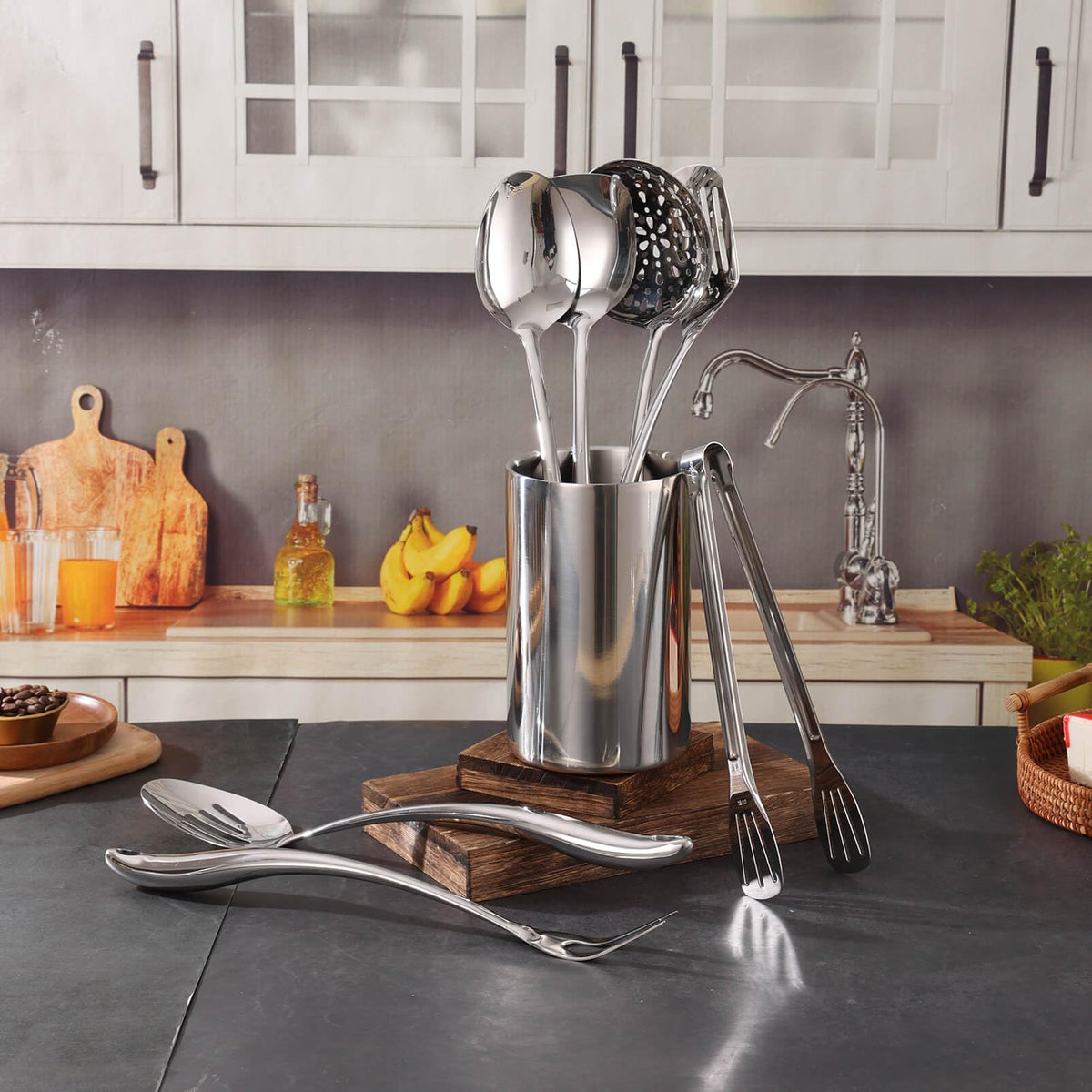 Standcn double wall utensil holder dishwasher-safe design cleans easily after busy meal prep