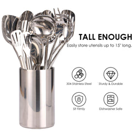 Standcn double wall utensil holder exterior mirror-polished surface adds refined counter appeal