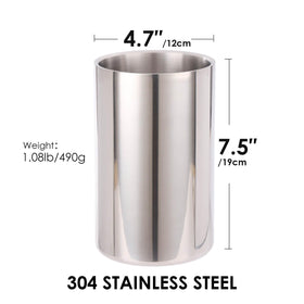 Standcn double wall utensil holder side view highlights tall, stable counter presence for cooking tools