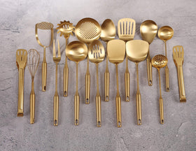 Standcn gold ladle deep bowl for soups and gravies at the table