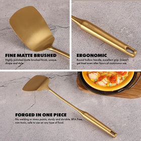 Standcn gold meat fork robust construction for secure handling during roasting