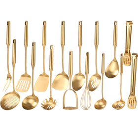 Standcn gold cooking utensils set spoons ergonomic balanced grip for precise stirring