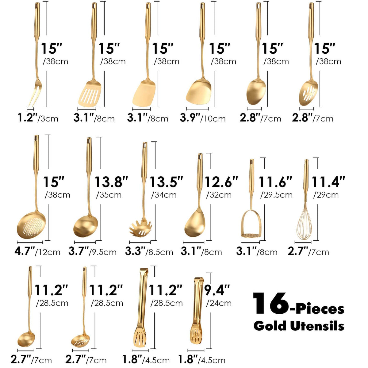 Standcn gold utensils set whisk smooth even mixing for sauces and batters