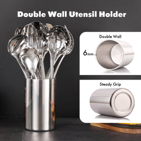 Standcn slotted-serving-spoon drains and serves without excess liquid.