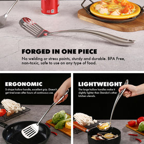 Standcn solid-serving-spoon perfect for serving sauces and stews.
