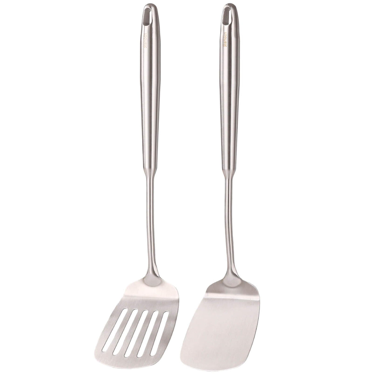 Standcn 14.7-inch slotted spatula draining grease while lifting delicate foods