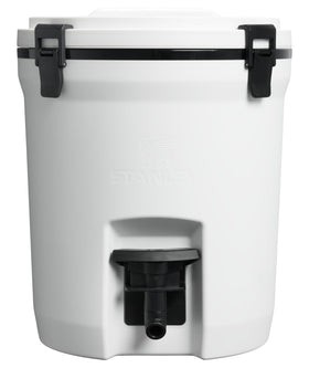 Stanley Adventure 2-gallon water jug full for all-day hydration on site.