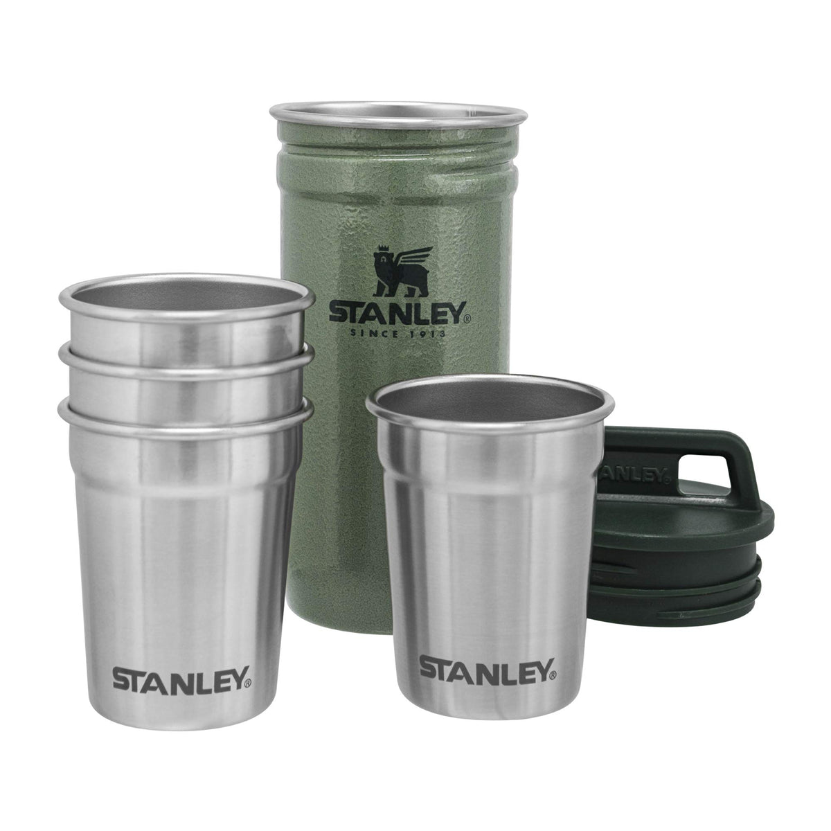 STANLEY Adventure shot set in rugged carry case for travel use.