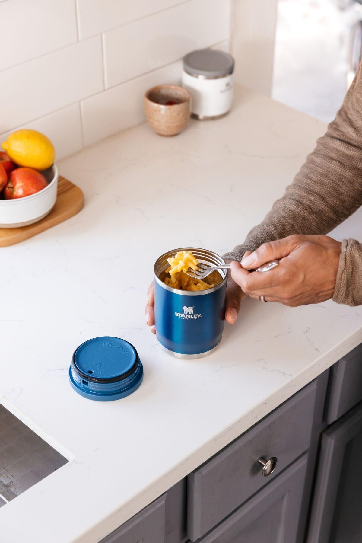 STANLEY Adventure To-Go Food Jar wide-mouth design makes filling and cleaning easier.