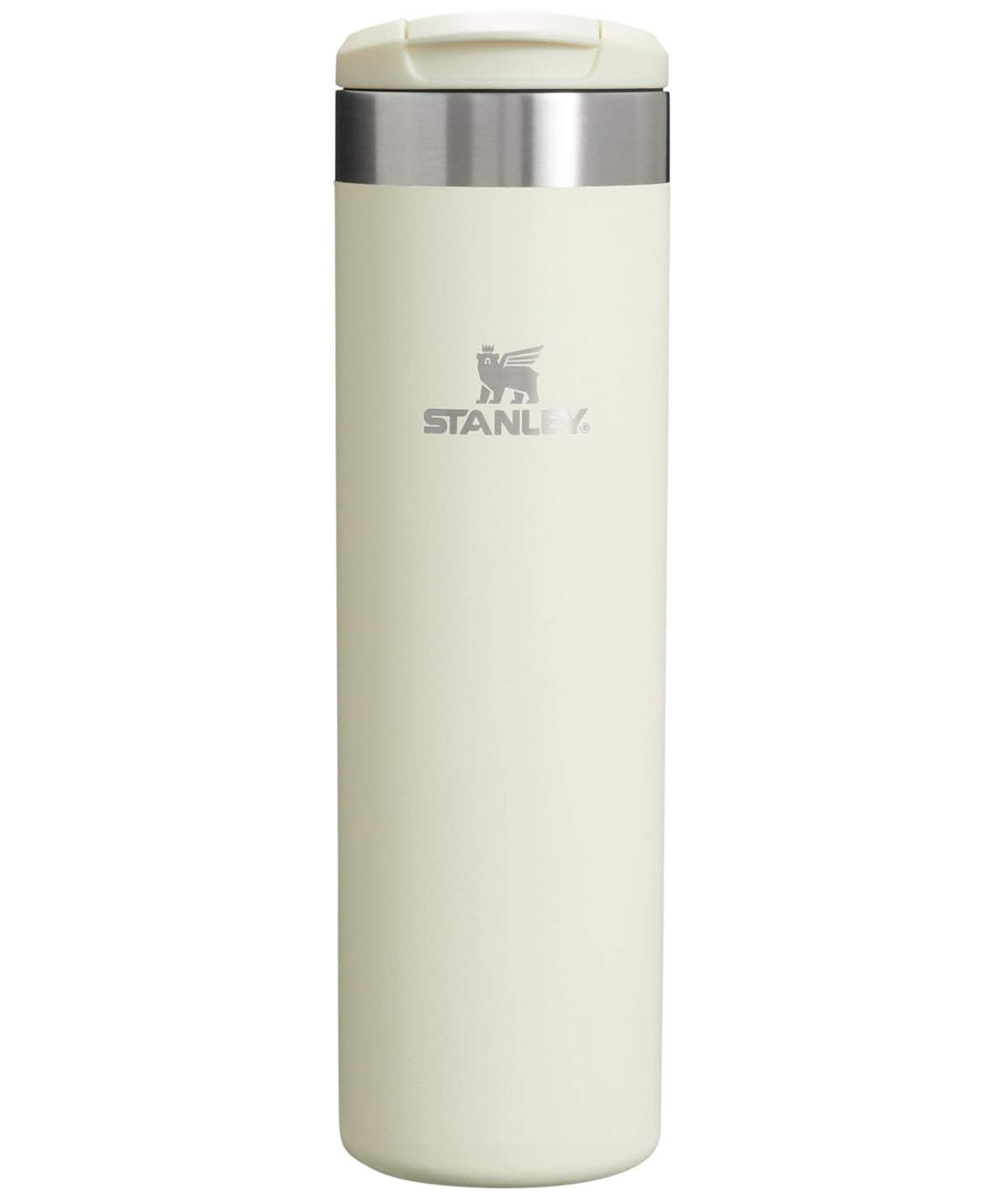 Stanley AeroLight Transit Bottle front view reveals a sleek, cream finish and featherweight design for daily commutes.
