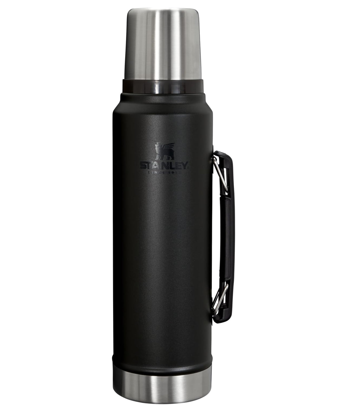 Stanley Classic 20 oz vacuum bottle with rugged exterior for outdoor adventures.