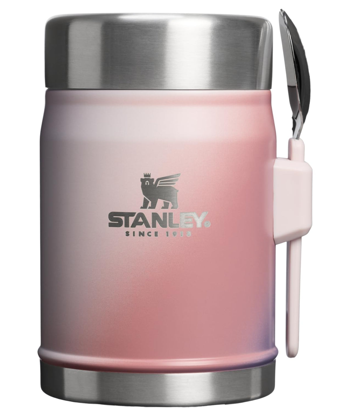 Stanley Classic Food Jar with spork in Dawn Spiral, ideal for hot meals on the trail.