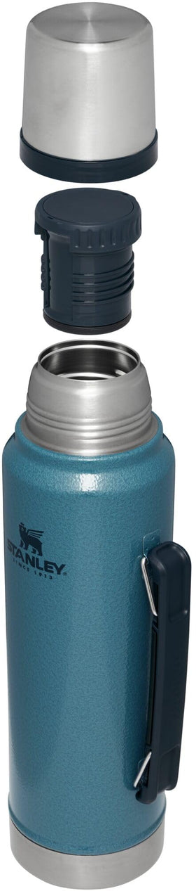 Stanley Classic bottle with leakproof cup lid prevents spills on hikes and commutes.