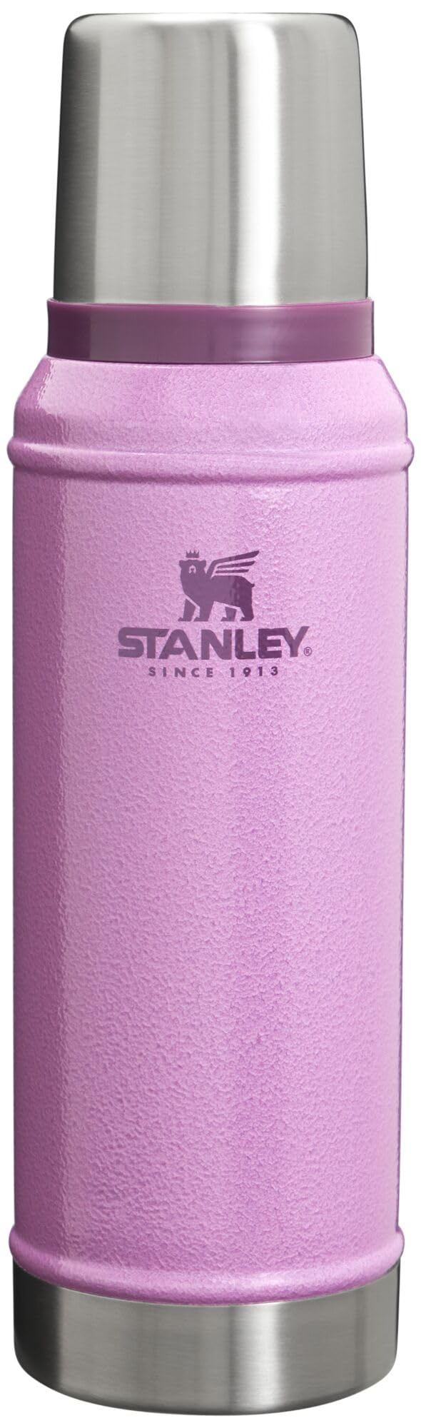 Stanley Classic vacuum bottle with leakproof cup lid keeps drinks hot or cold.