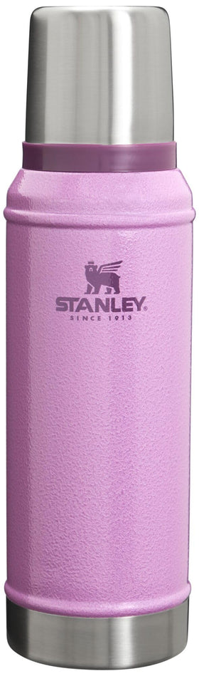 Stanley Classic vacuum bottle with leakproof cup lid keeps drinks hot or cold.