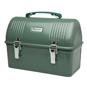 STANLEY Classic Lunch Box hammertone green front view with sturdy handle for easy transport.
