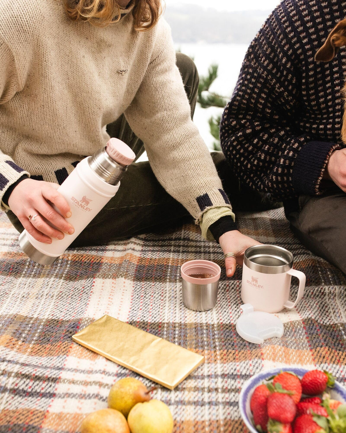 Stanley Classic 20 oz bottle with leakproof cup lid keeps drinks secure on outdoor adventures.