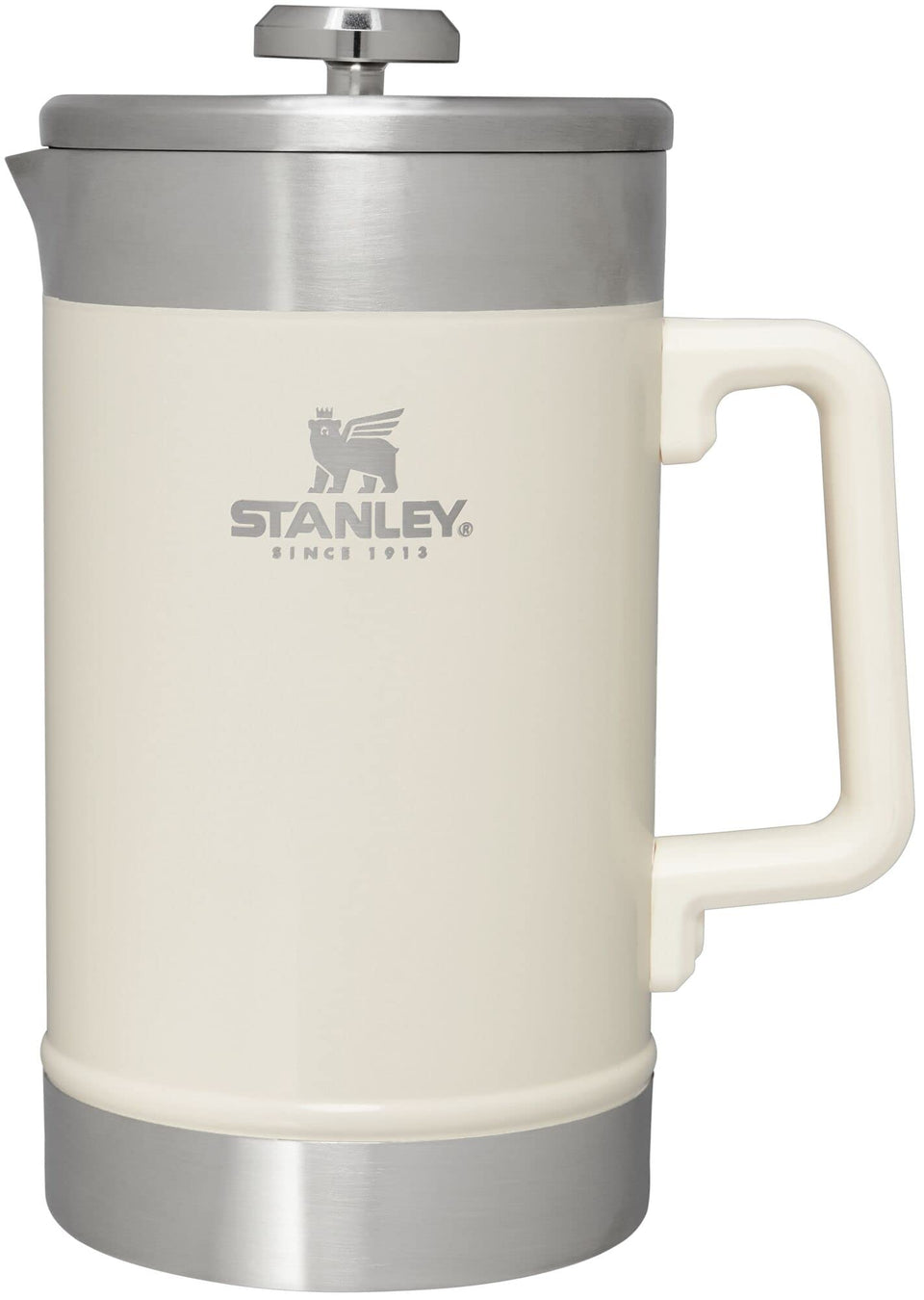 Stanley Classic Stay-Hot French Press 48 oz keeps coffee hot on busy mornings.