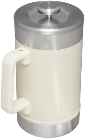 Stanley double-wall insulated French press maintains heat during outdoor adventures.