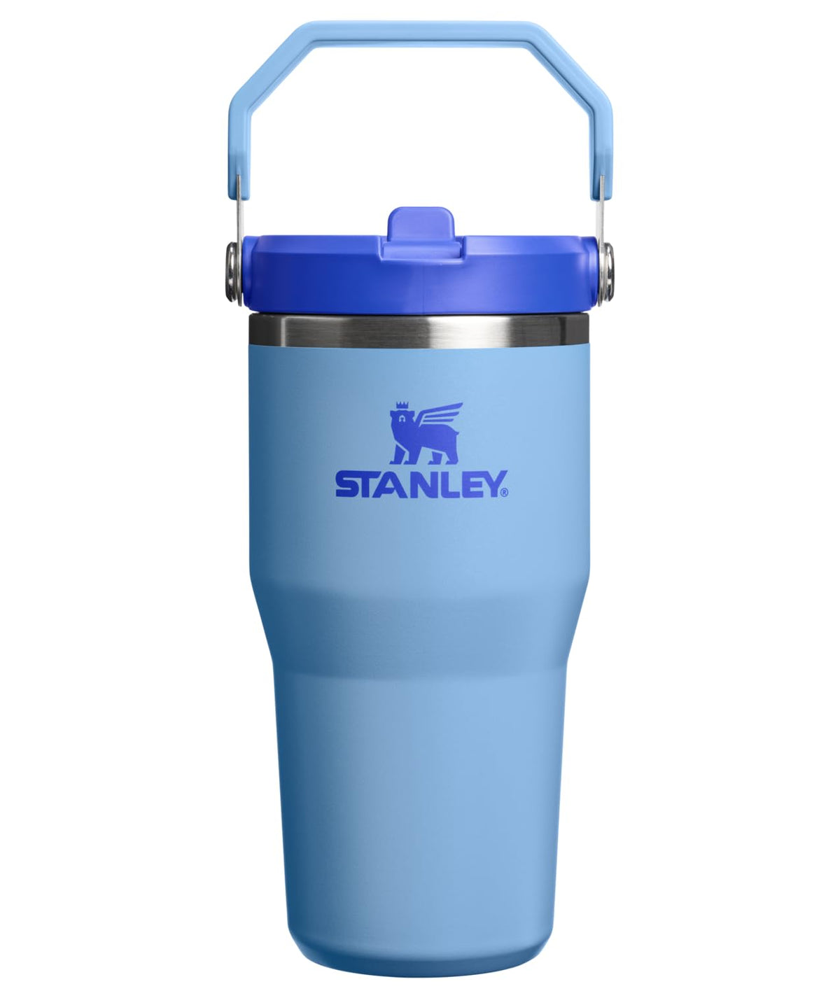 Stanley IceFlow 2.0 flip straw tumbler shows blue sky finish, keeps beverages cold on the go