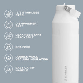 STANLEY IceFlow built-in straw flips up for sipping during sports, then snaps shut.