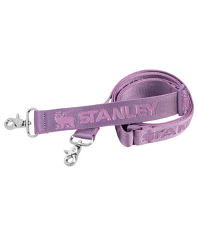 STANLEY Lilac insulated lunch bag with adjustable strap for easy carrying.
