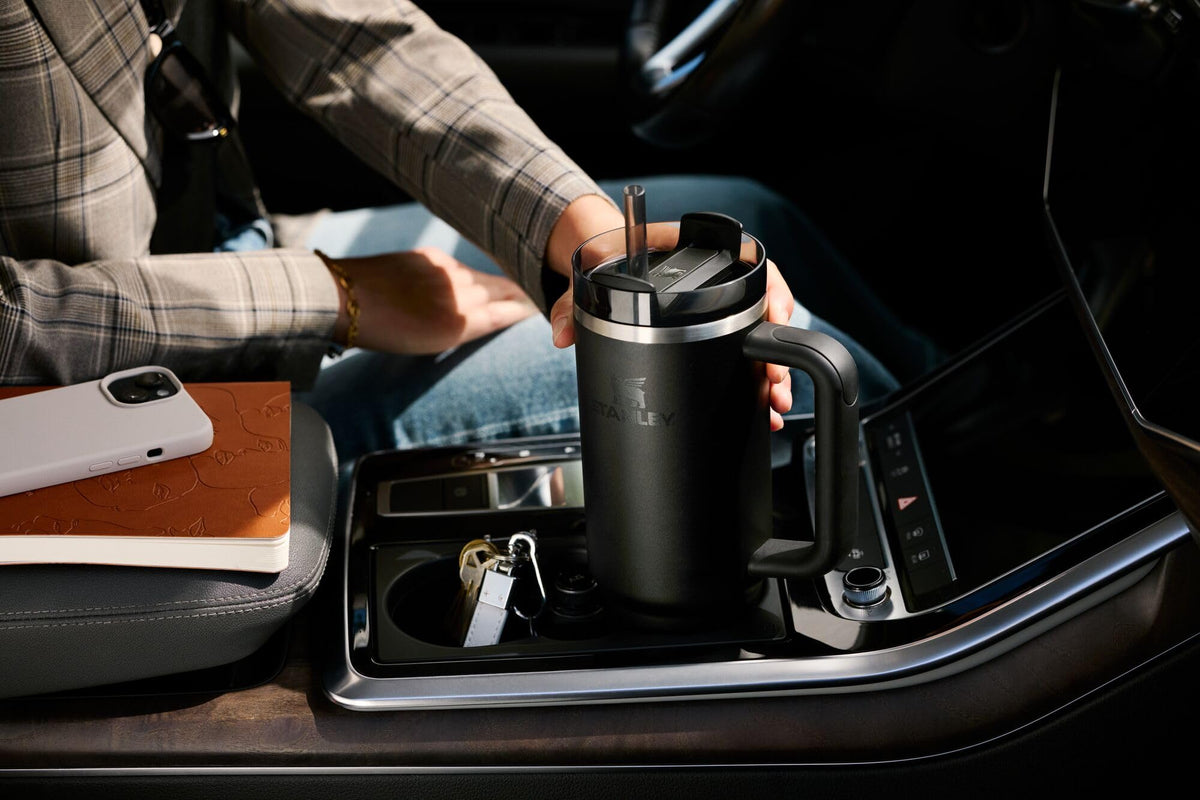 Narrow base fits most cup holders, ideal for travel and daily errands.