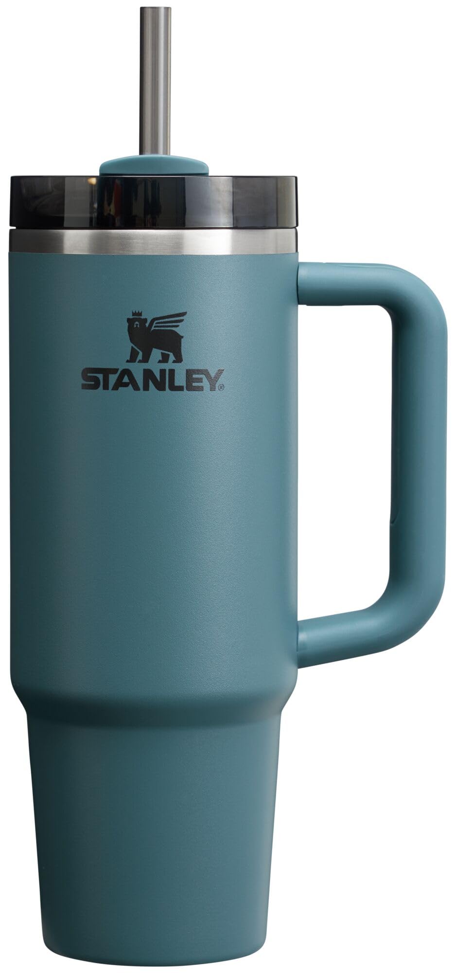 Stanley Quencher H2.0 Blue Spruce product shot with handle for easy carrying