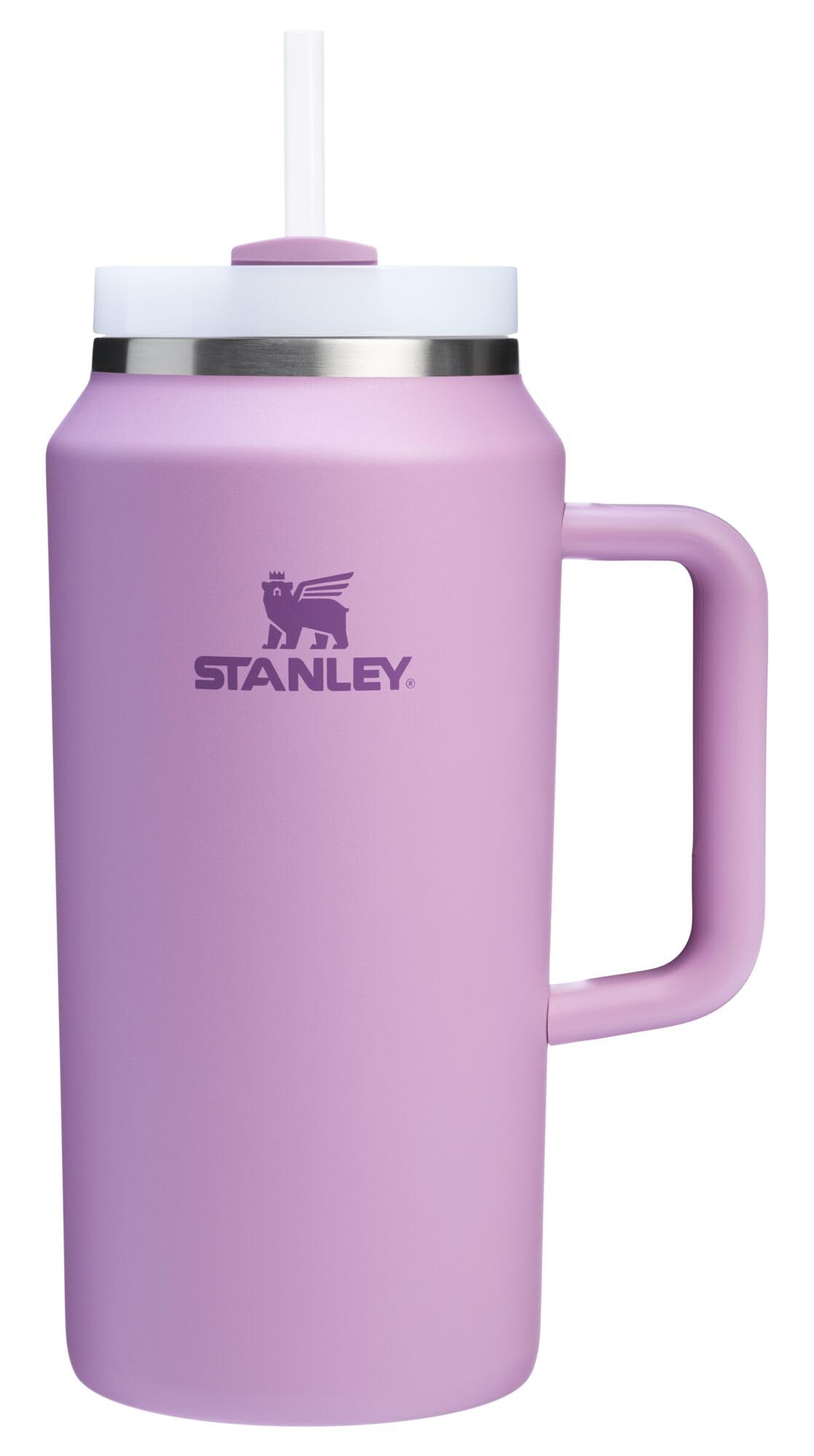 Stanley Quencher H2.0 tumbler in lilac with 64oz capacity, ideal for travel and workouts