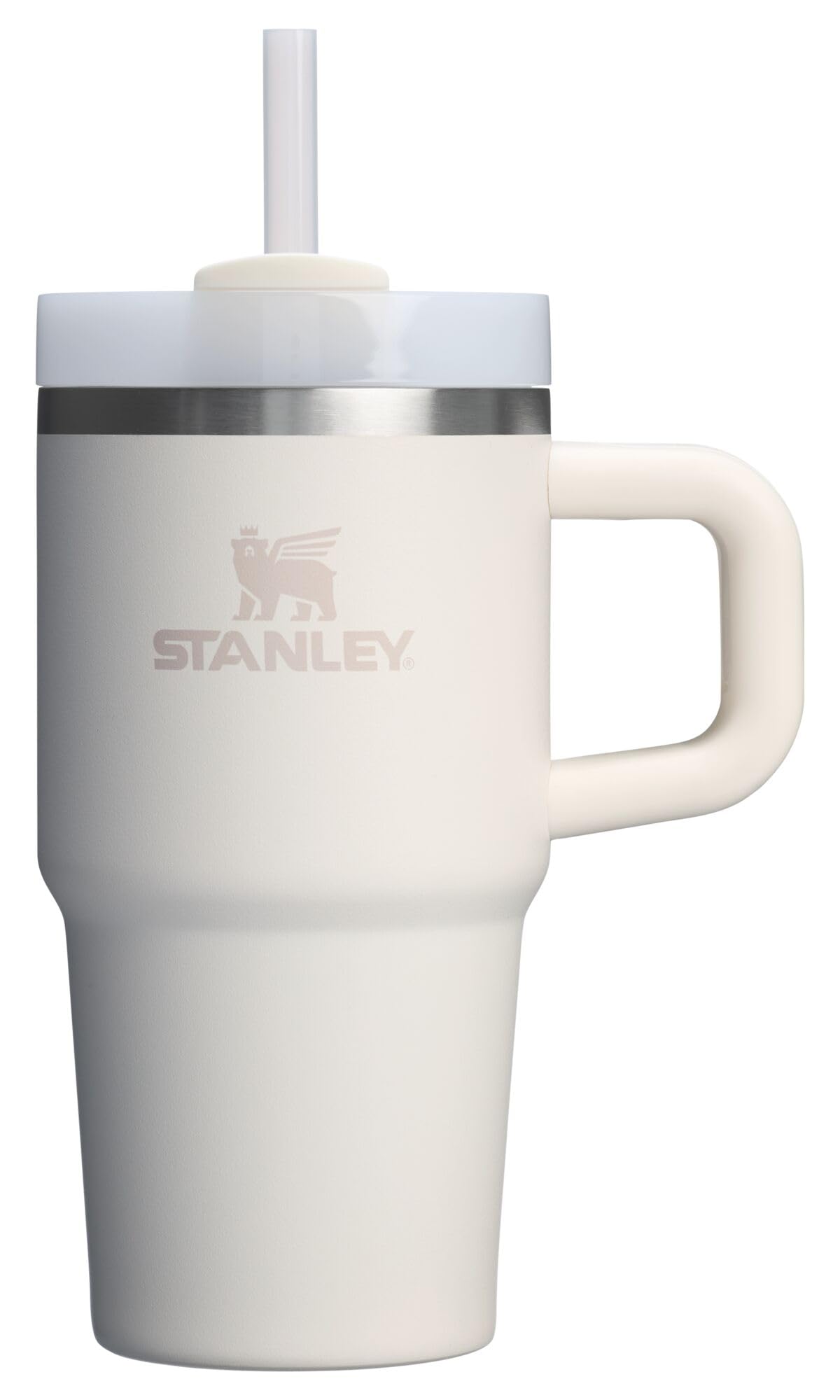 Stanley Quencher H2.0 20oz cream with handle offers easy transport for daily hydration.