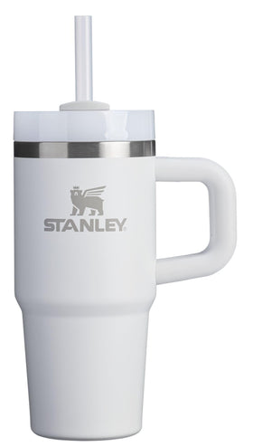 STANLEY Quencher H2.0 FlowState lid in three-position mode for leak resistance.