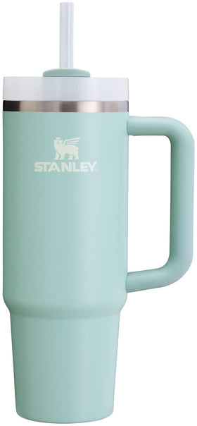 Stanley Quencher H2.0 seafoam tumbler with handle for easy transport and cold drinks