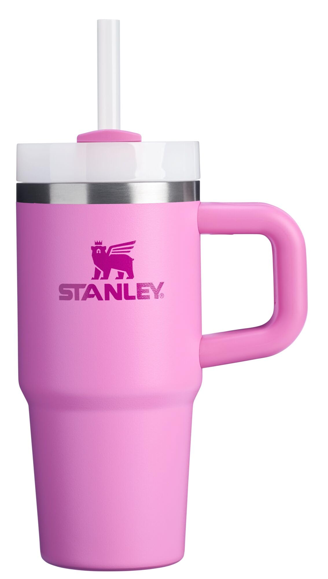 Stanley Quencher H2.0 14 oz with handle in Peony, easy transport on the go.