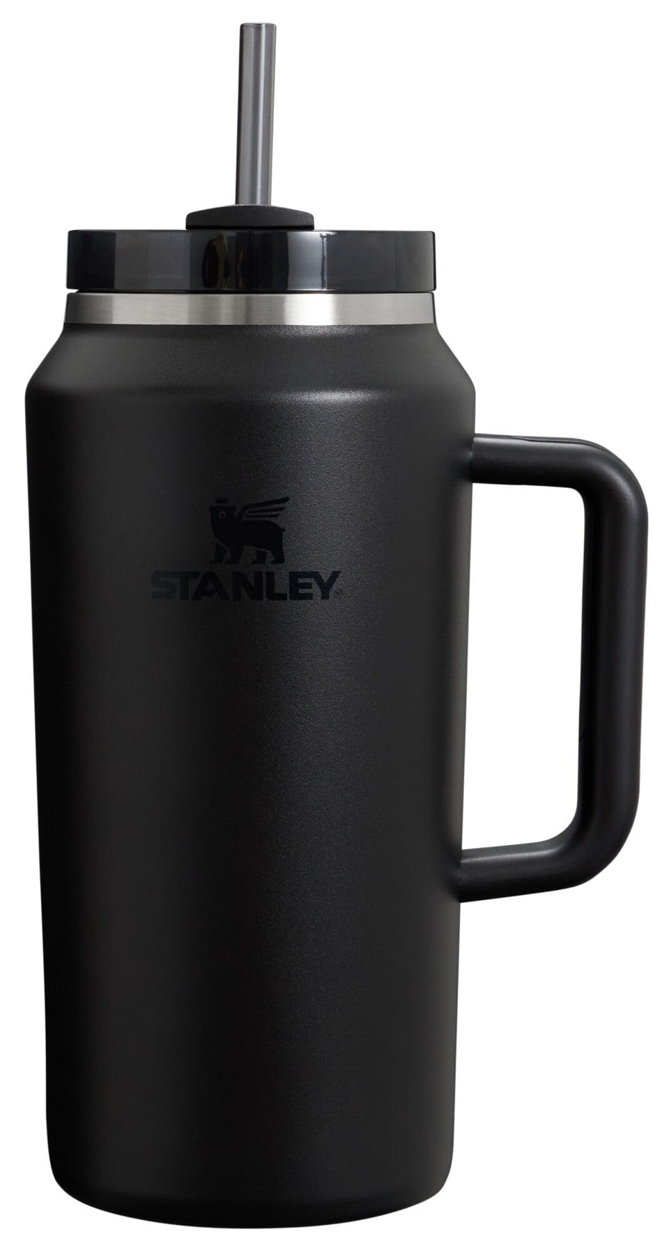 Stanley Quencher H2.0 64oz tumbler with black handle for all-day hydration.