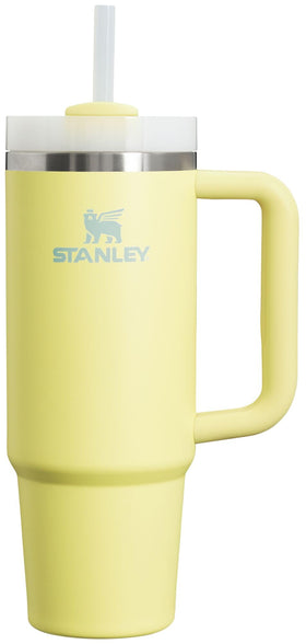 STANLEY Quencher H2.0 30oz with handle closeup shows ergonomic grip for easy carry.