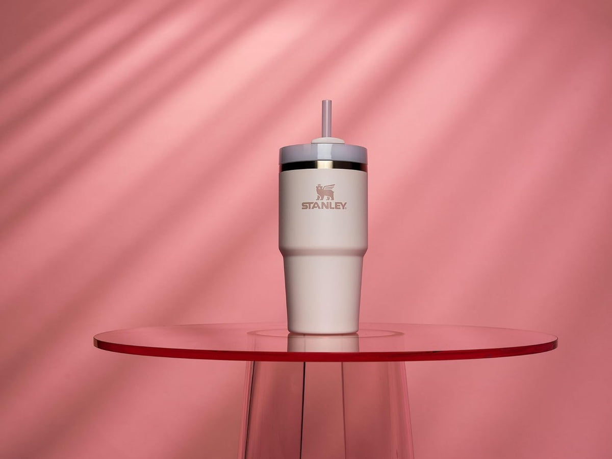 Stanley Quencher H2.0 Rose Quartz 20oz durable stainless steel for daily adventures.