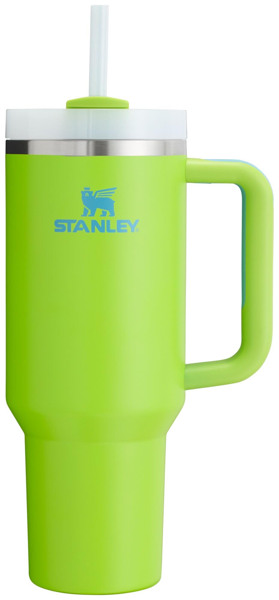 Stanley Quencher H2.0 with handle in Bright Lime for easy, on-the-go hydration.