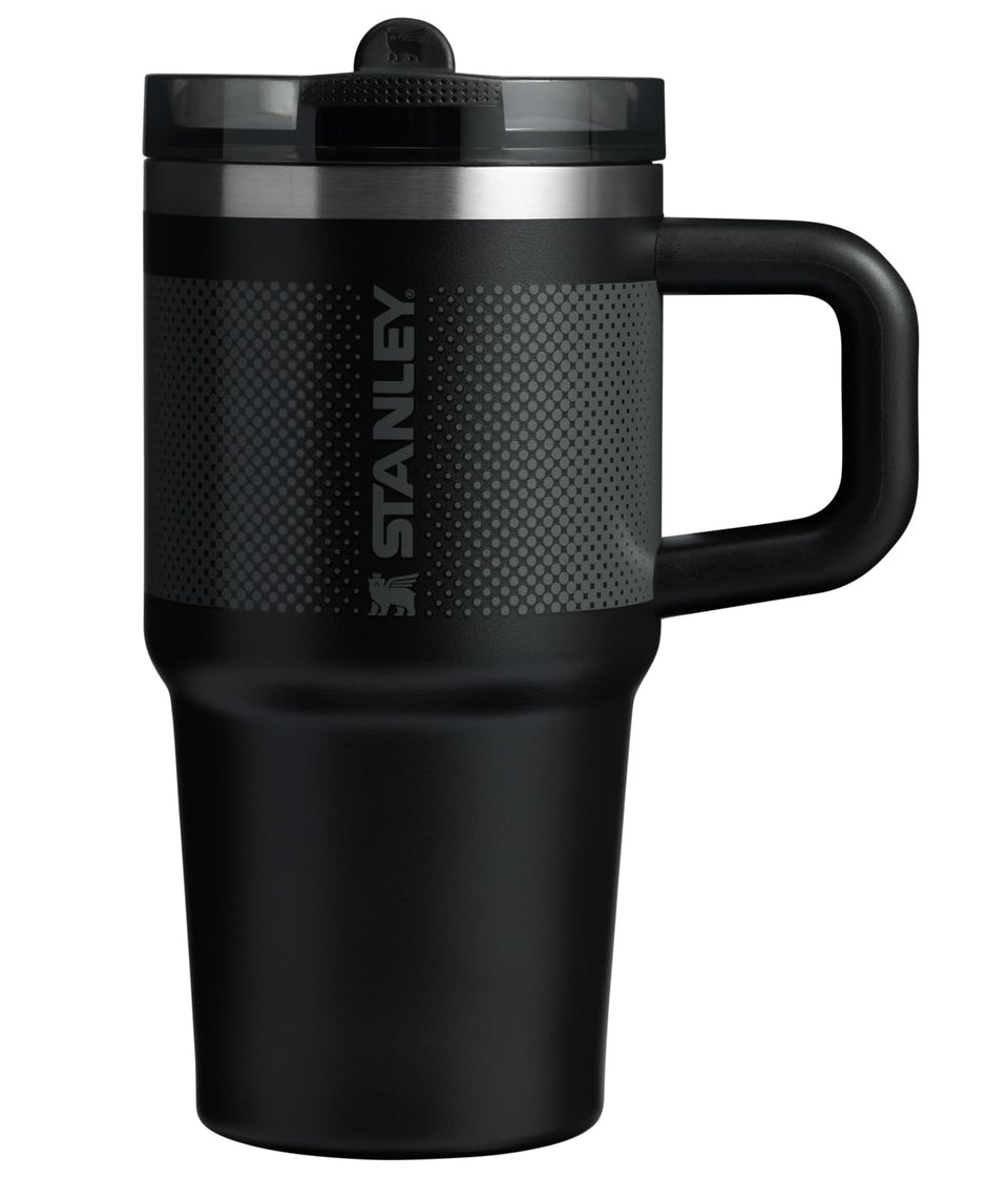 STANLEY Quencher ProTour flip straw bottle with built-in straw keeps drinks cold for hours.