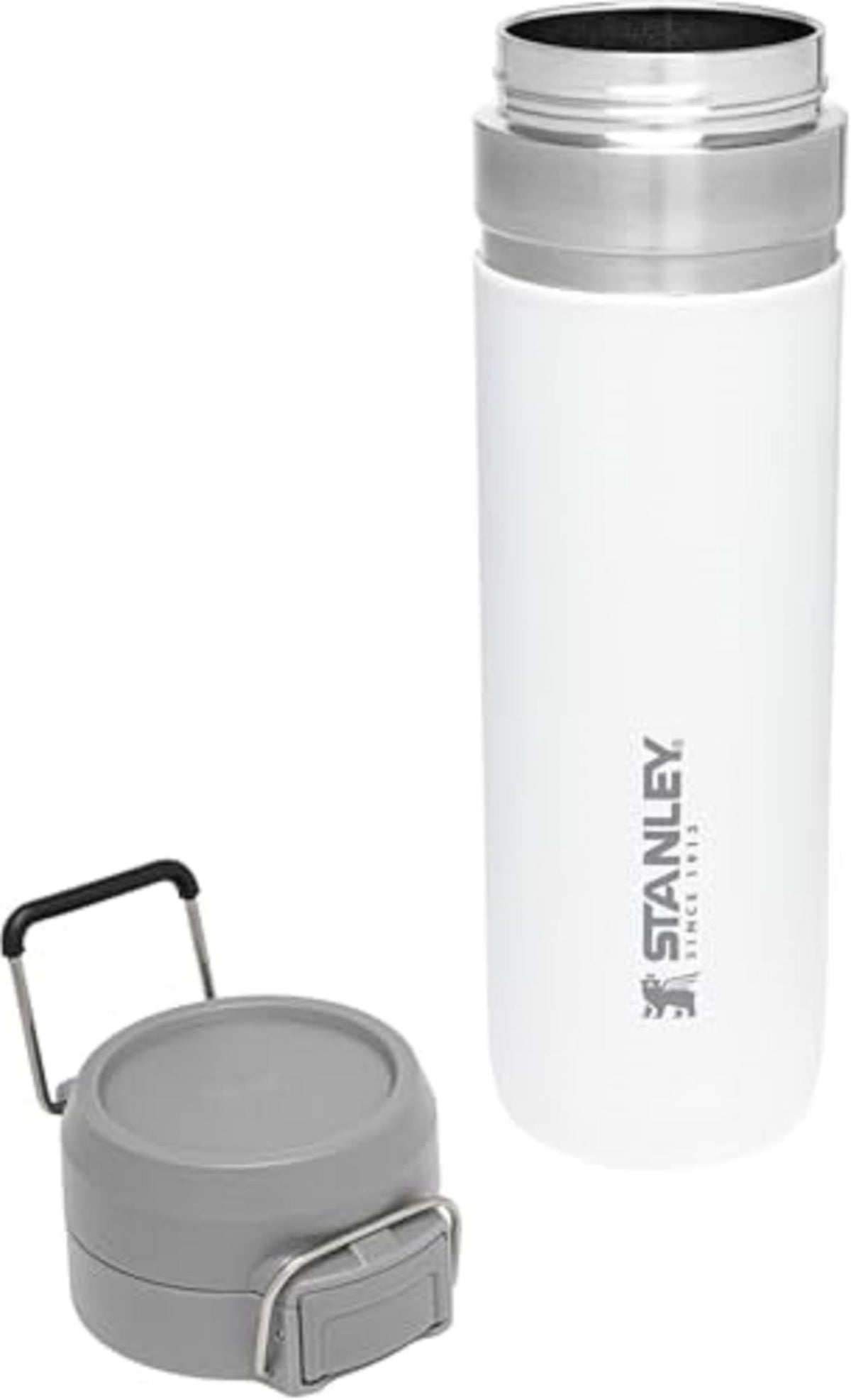 Stanley Quick Flip GO bottle fits cup holders for on-the-go hydration.