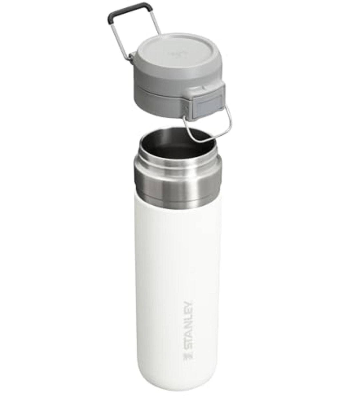 Stanley Quick Flip GO bottle leakproof cap keeps drinks secure during travel.