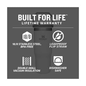 Stanley stainless steel body delivers durable BPA-free construction for adventures.