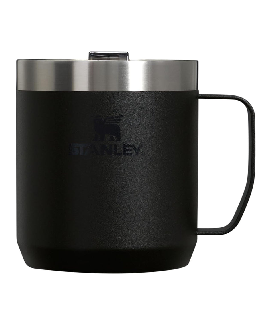 Stanley Stay Hot Camp Mug 12oz with lid keeps hot coffee on the go.